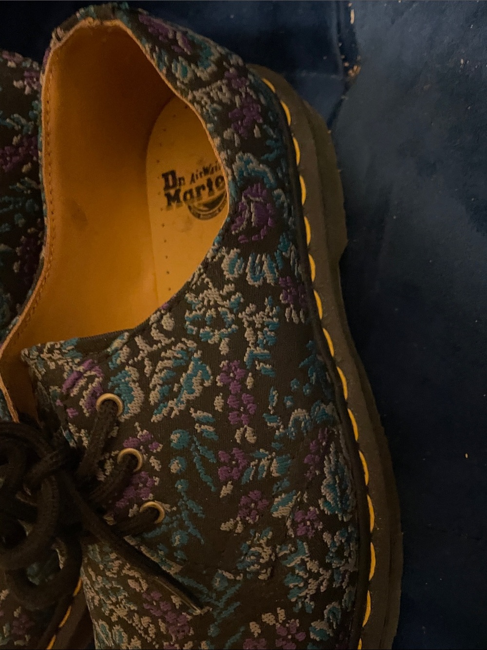Dr. Martens Black Floral Embroidered Derby Shoes - Picture 3 of 9